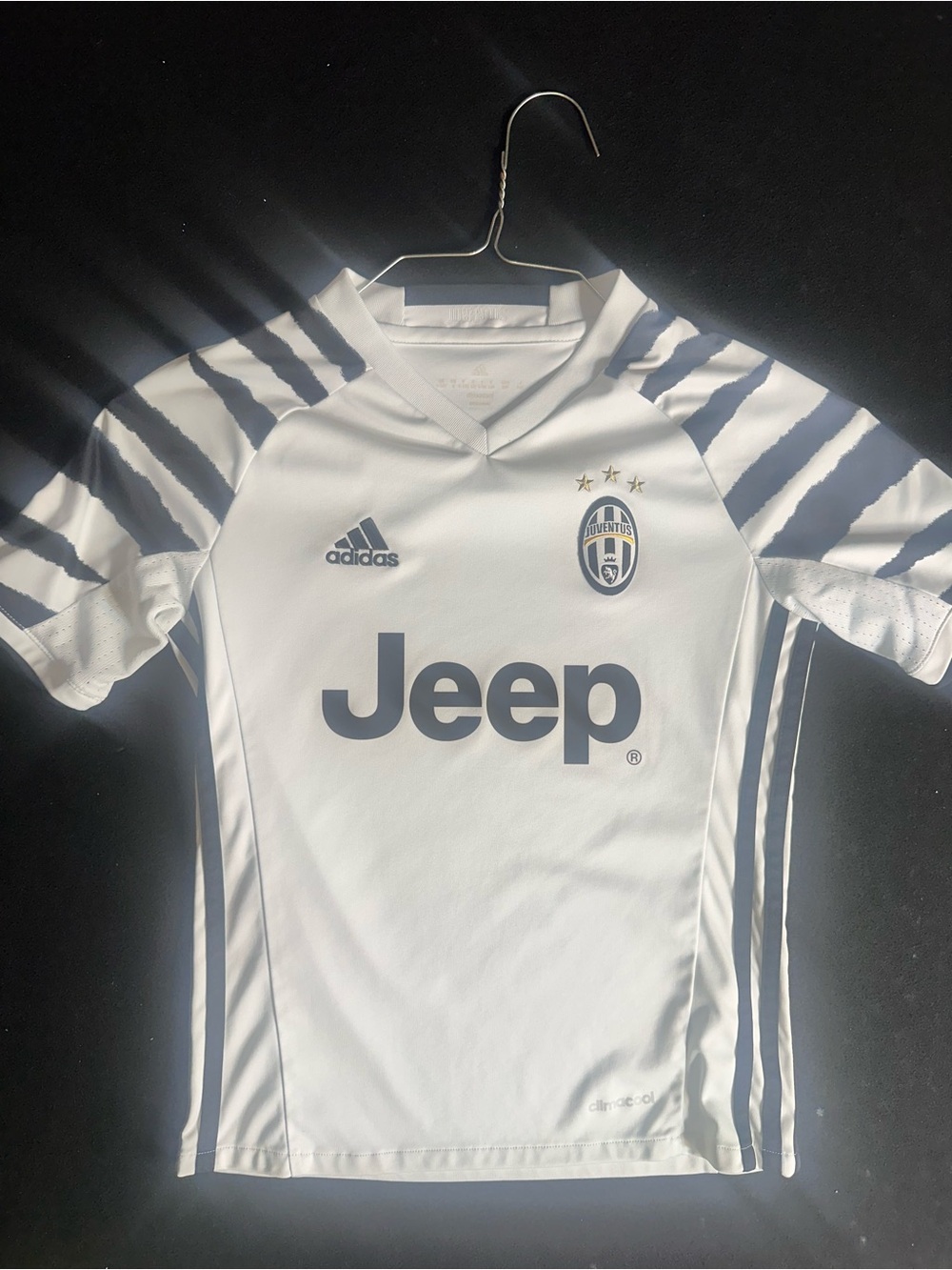 Adidas Kids Juventus White and Black Jersey with Jeep Logo